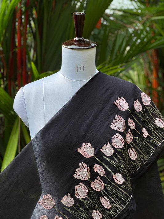 Border Embroidered 40gm Banarasi Chanderi Fabrics