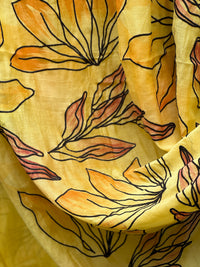 Hand Painted Embroidered 40 gm Banarasi Chanderi Fabric