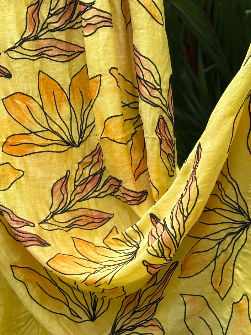 Hand Painted Embroidered 40 gm Banarasi Chanderi Fabric