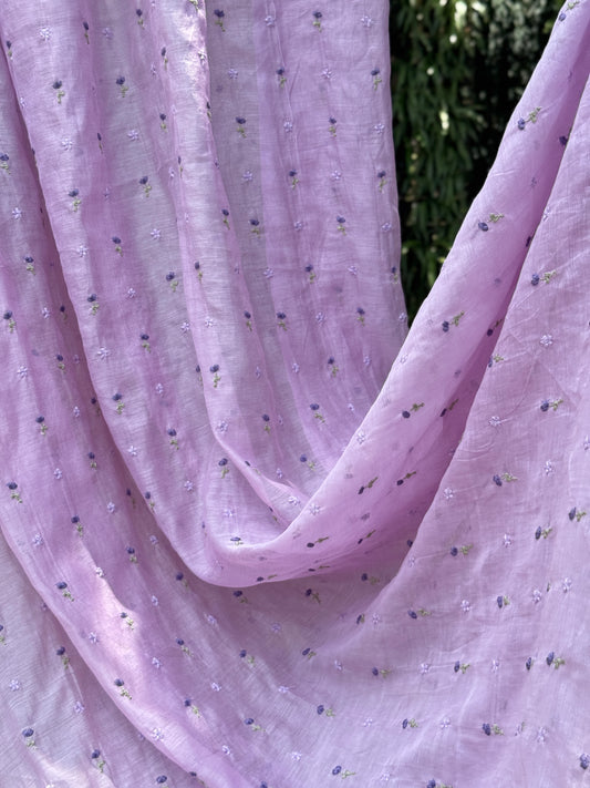 Embroidered 40 gm Banarasi Chanderi Fabric
