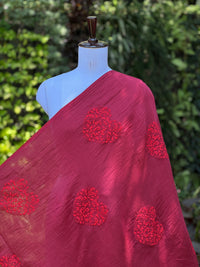Embroidered 40 gm Banarasi Chanderi Fabric