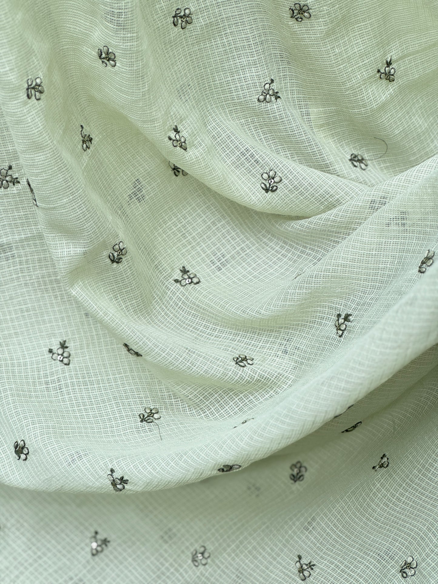 Embroidered Kota Fabric