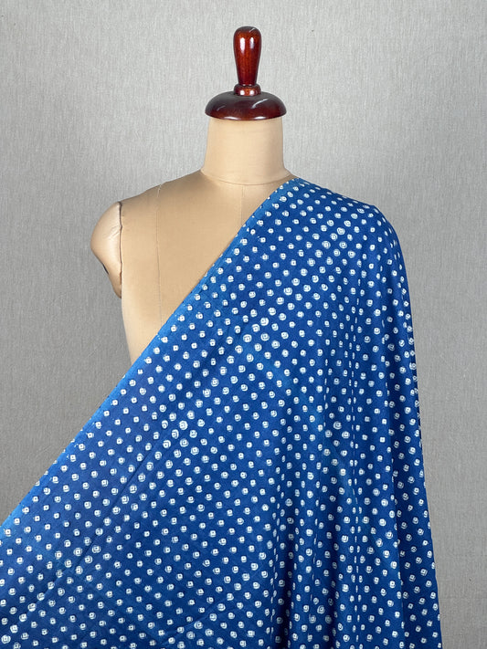 Block-printed Double Dabu Indigo Cotton Fabric