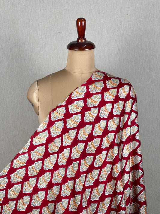 Block Printed Modal Satin Fabrics