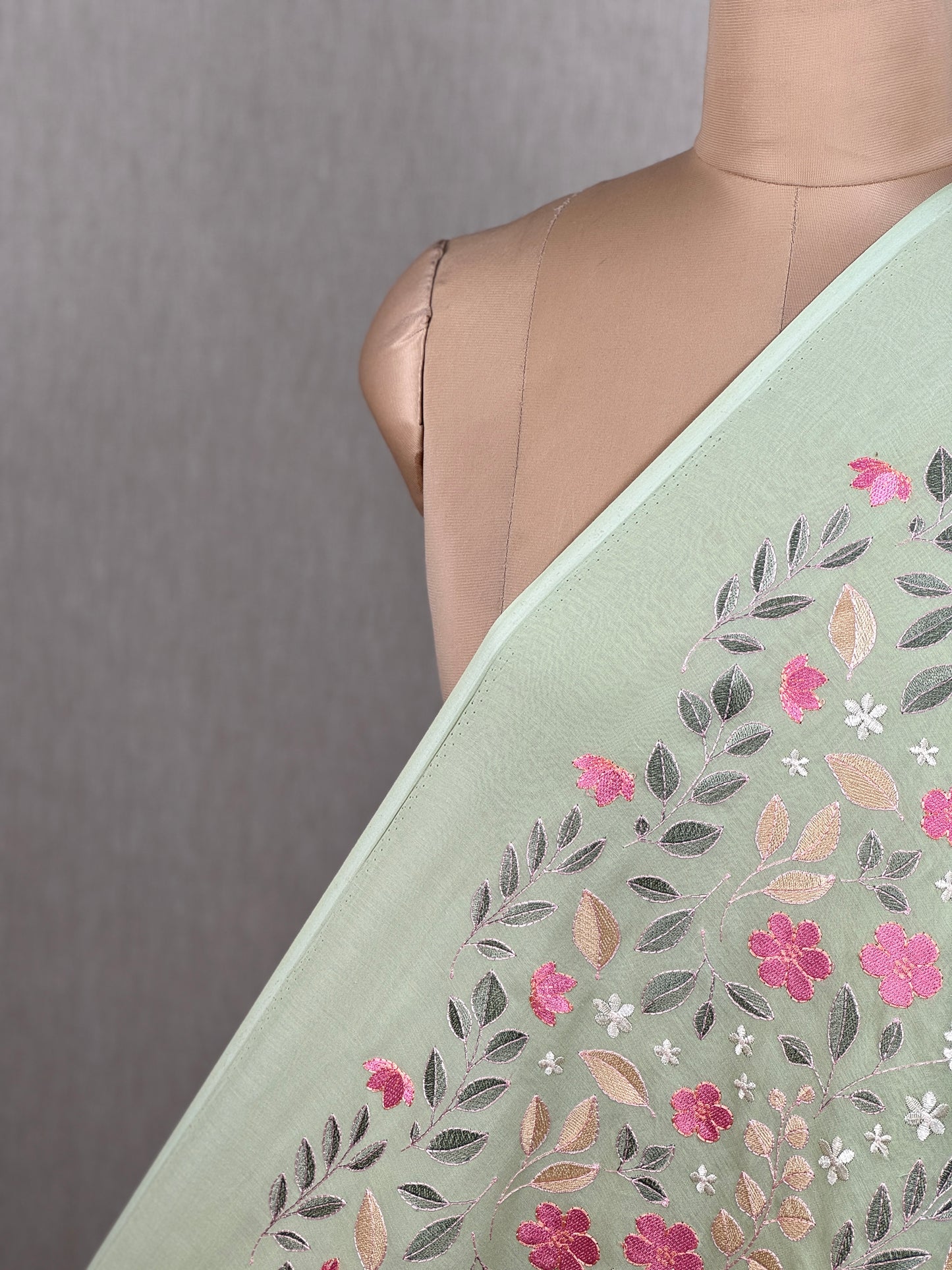 Embroidered Rubia Cotton Fabric