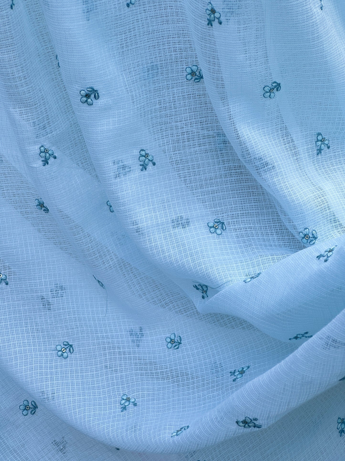 Embroidered Kota Fabric