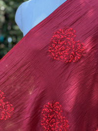 Embroidered 40 gm Banarasi Chanderi Fabric