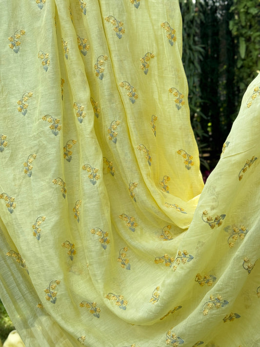 Embroidered 40 gm Banarasi Chanderi Fabric