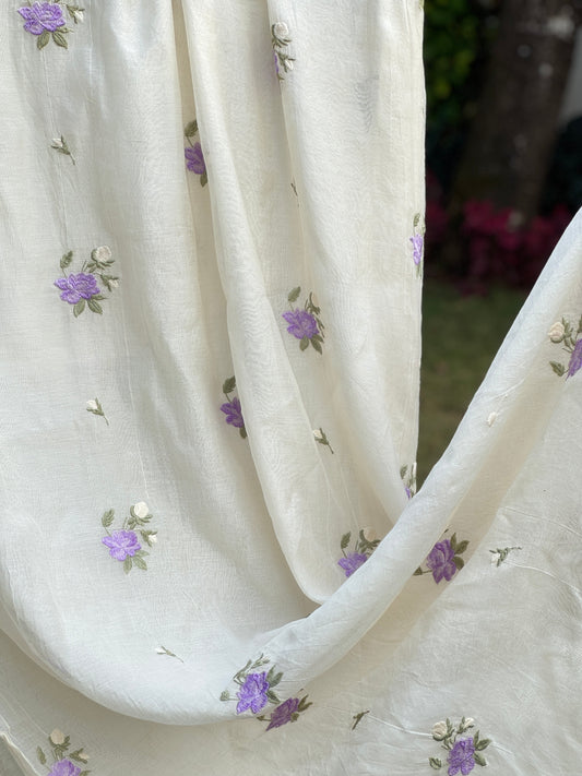 Embroidered 40 gm Banarasi Chanderi Fabric