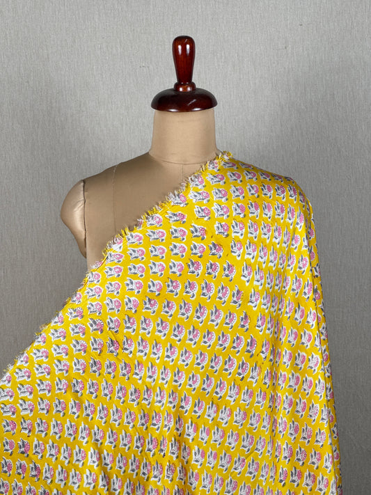 Block Printed Modal Satin Fabrics