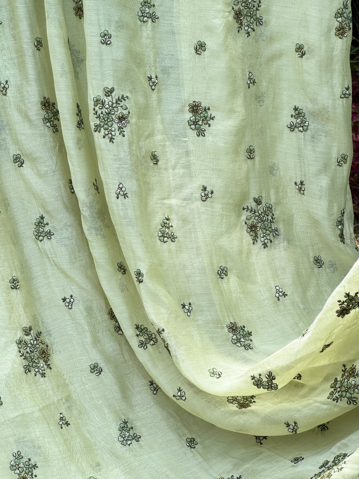 Embroidered 40 gm Banarasi Chanderi Fabric