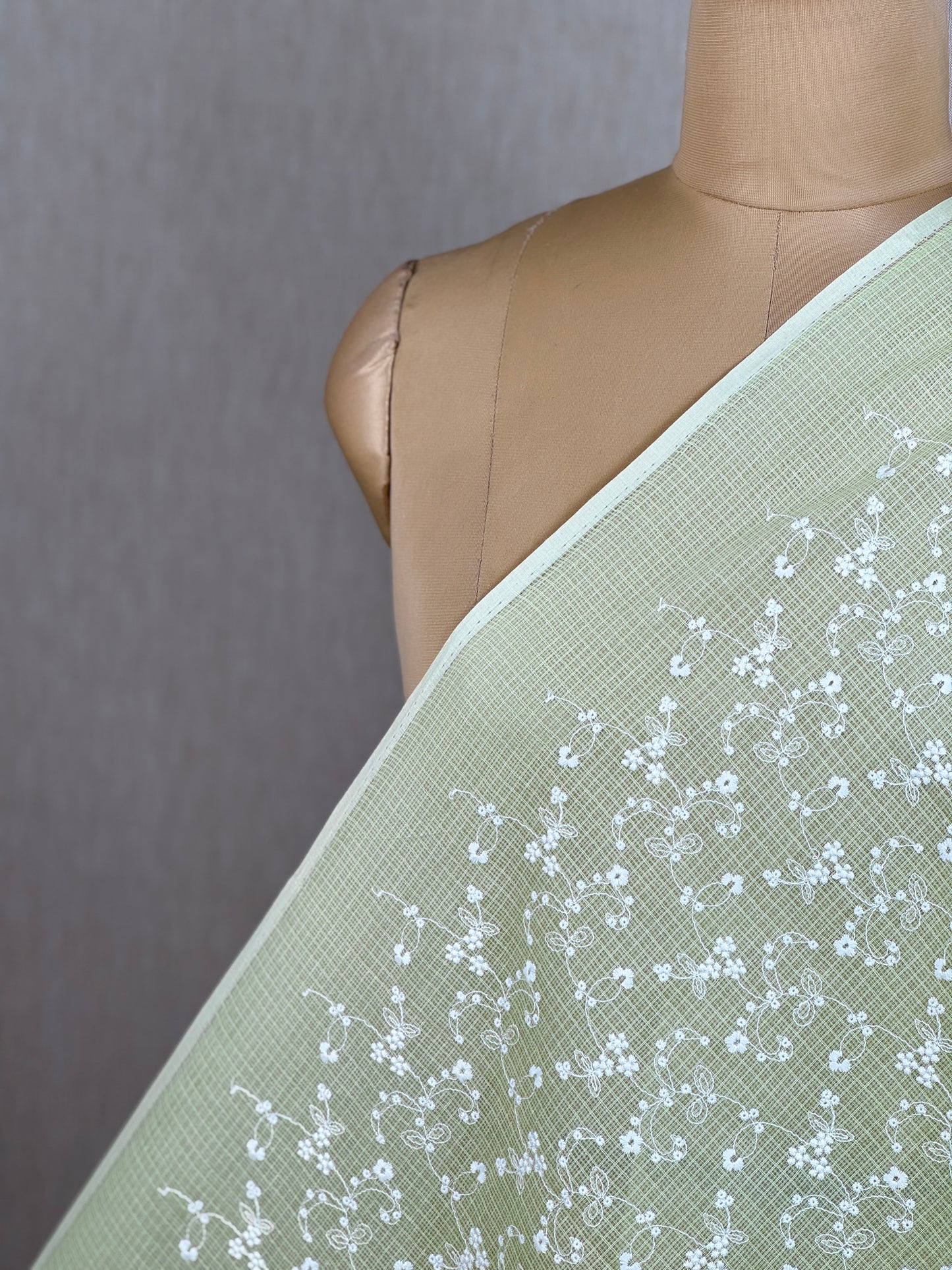 Embroidered Kota Fabric