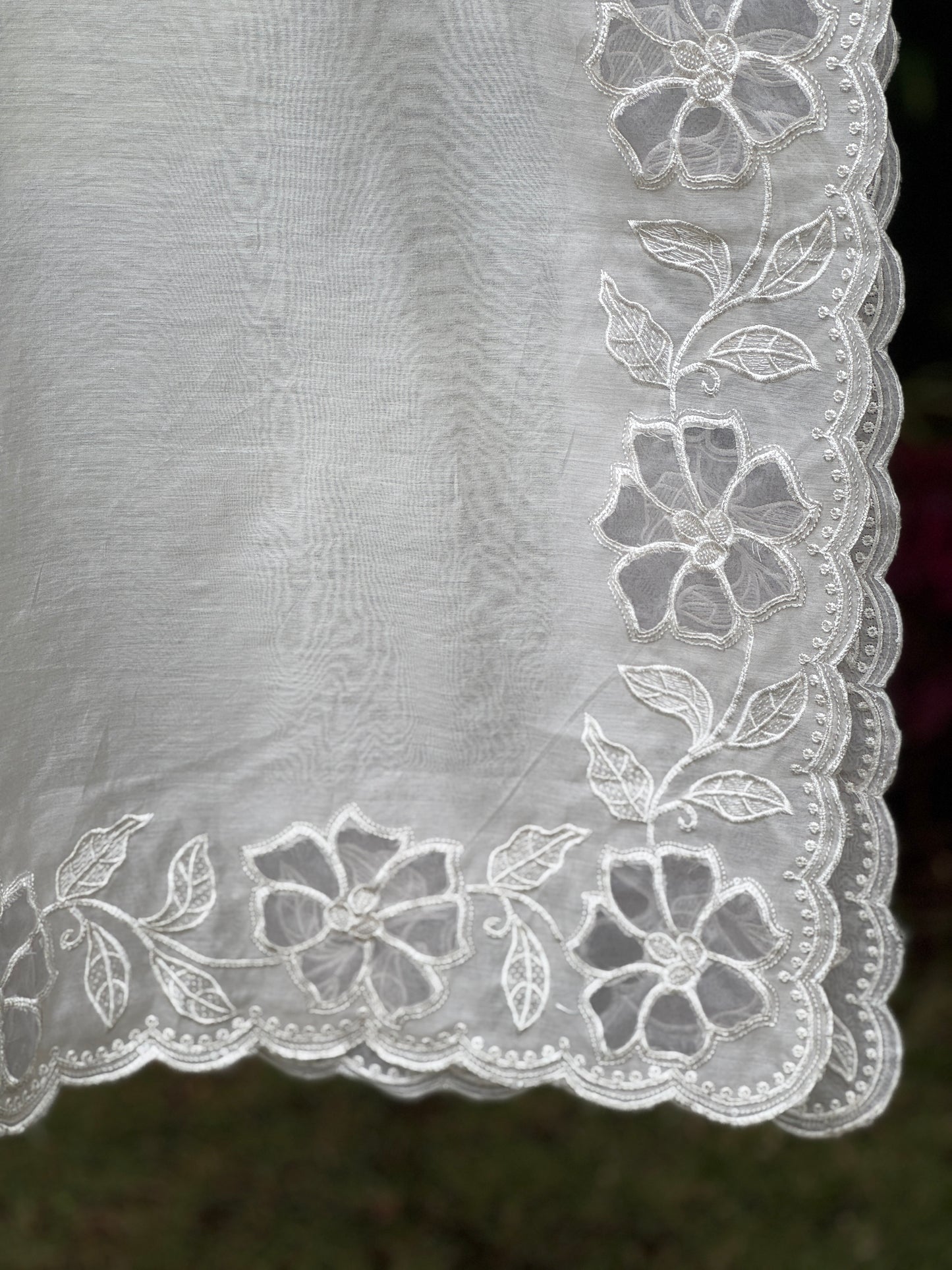 Applique  Embroidered Chanderi Dupatta