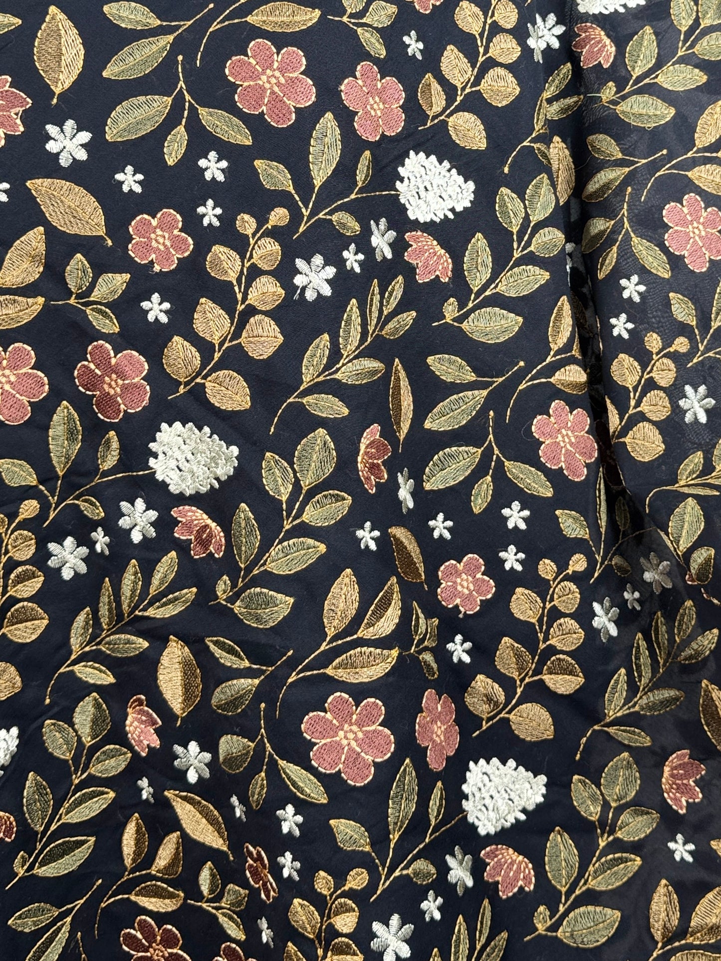 Embroidered Rubia Cotton Fabric