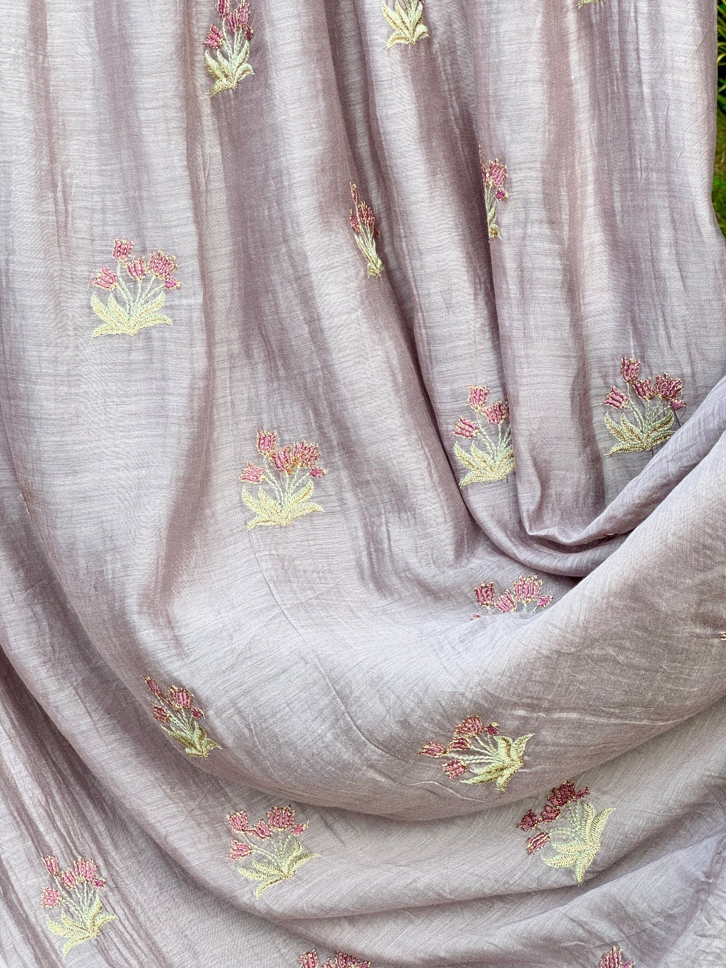 Embroidered 40 gm Banarasi Chanderi Fabric