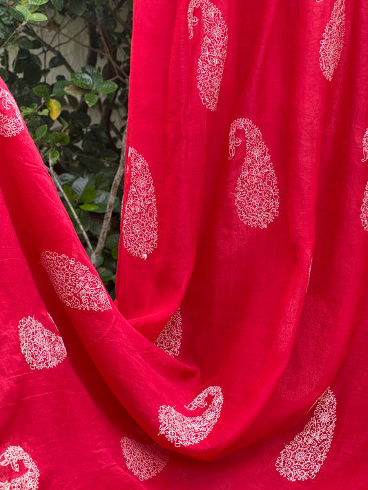Embroidered 40 gm Banarasi Chanderi Fabric