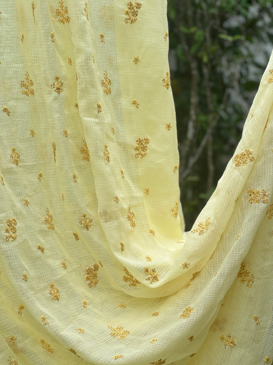 Embroidered Kota Fabric