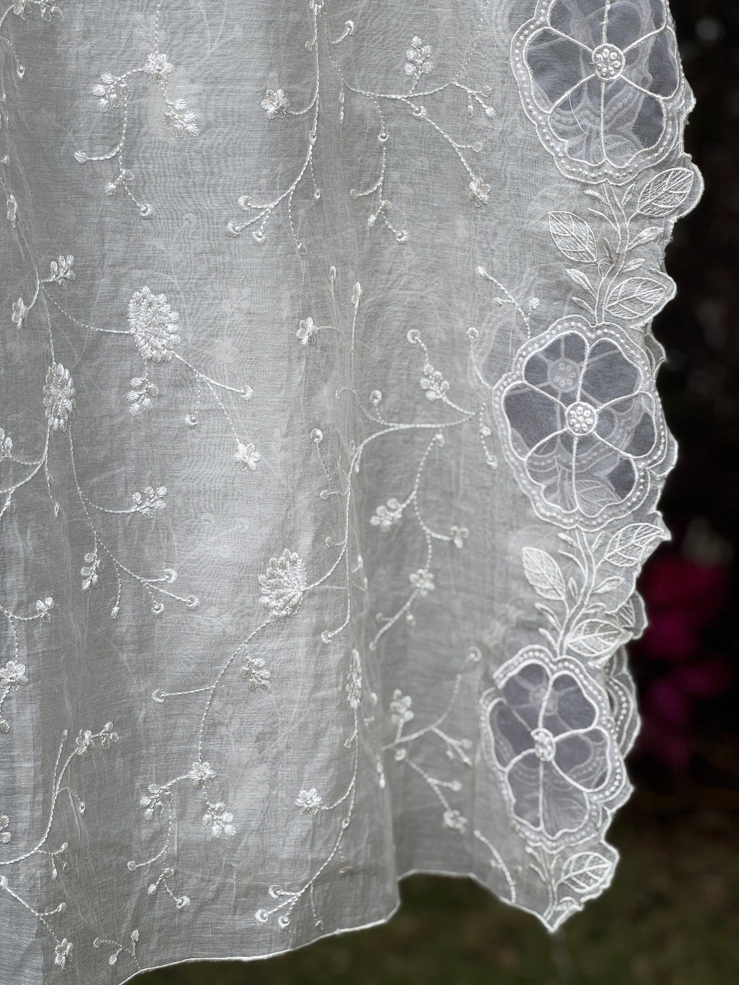 Applique  Embroidered Chanderi Dupatta