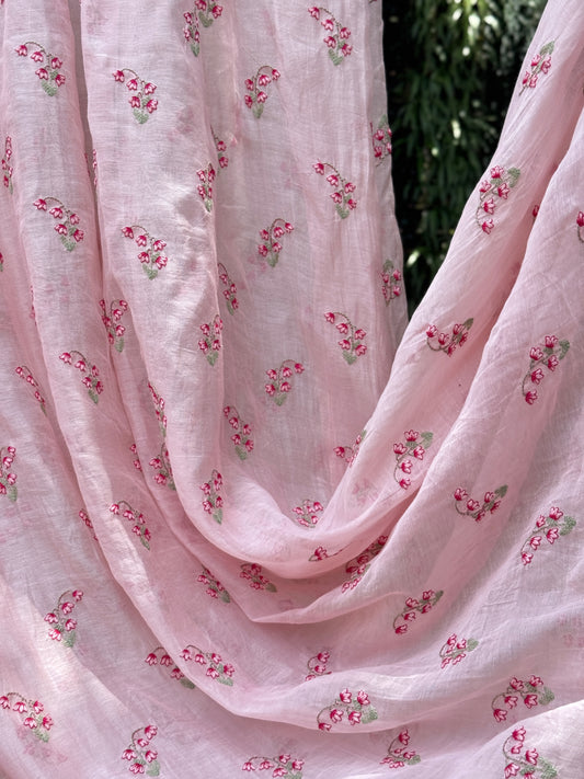 Embroidered 40 gm Banarasi Chanderi Fabric