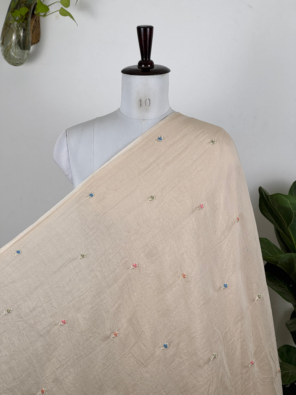 Pearl Embroidered 40gm Banarasi Chanderi Fabrics