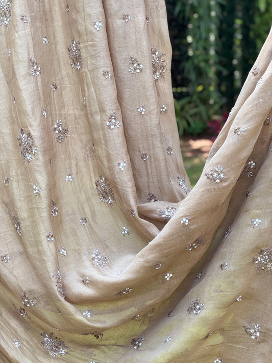 Embroidered 40 gm Banarasi Chanderi Fabric