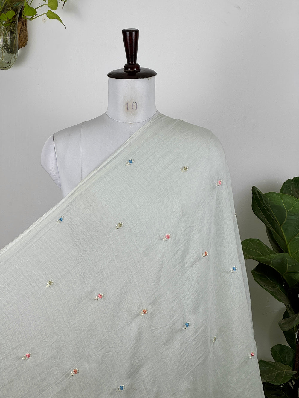 Pearl Embroidered 40gm Banarasi Chanderi Fabrics
