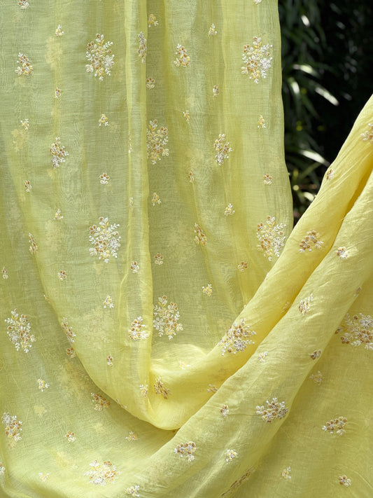 Embroidered 40 gm Banarasi Chanderi Fabric