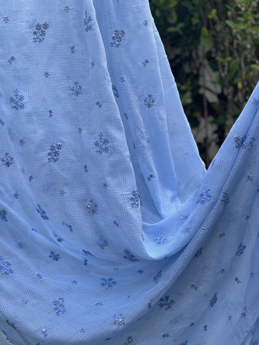 Embroidered Kota Fabric