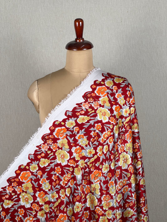 Block Printed Modal Satin Fabrics