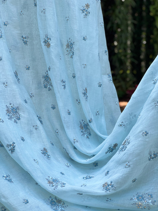 Embroidered 40 gm Banarasi Chanderi Fabric