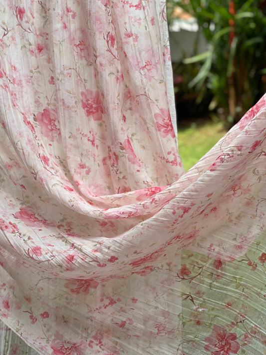 Digital Printed Malai Chanderi Fabric