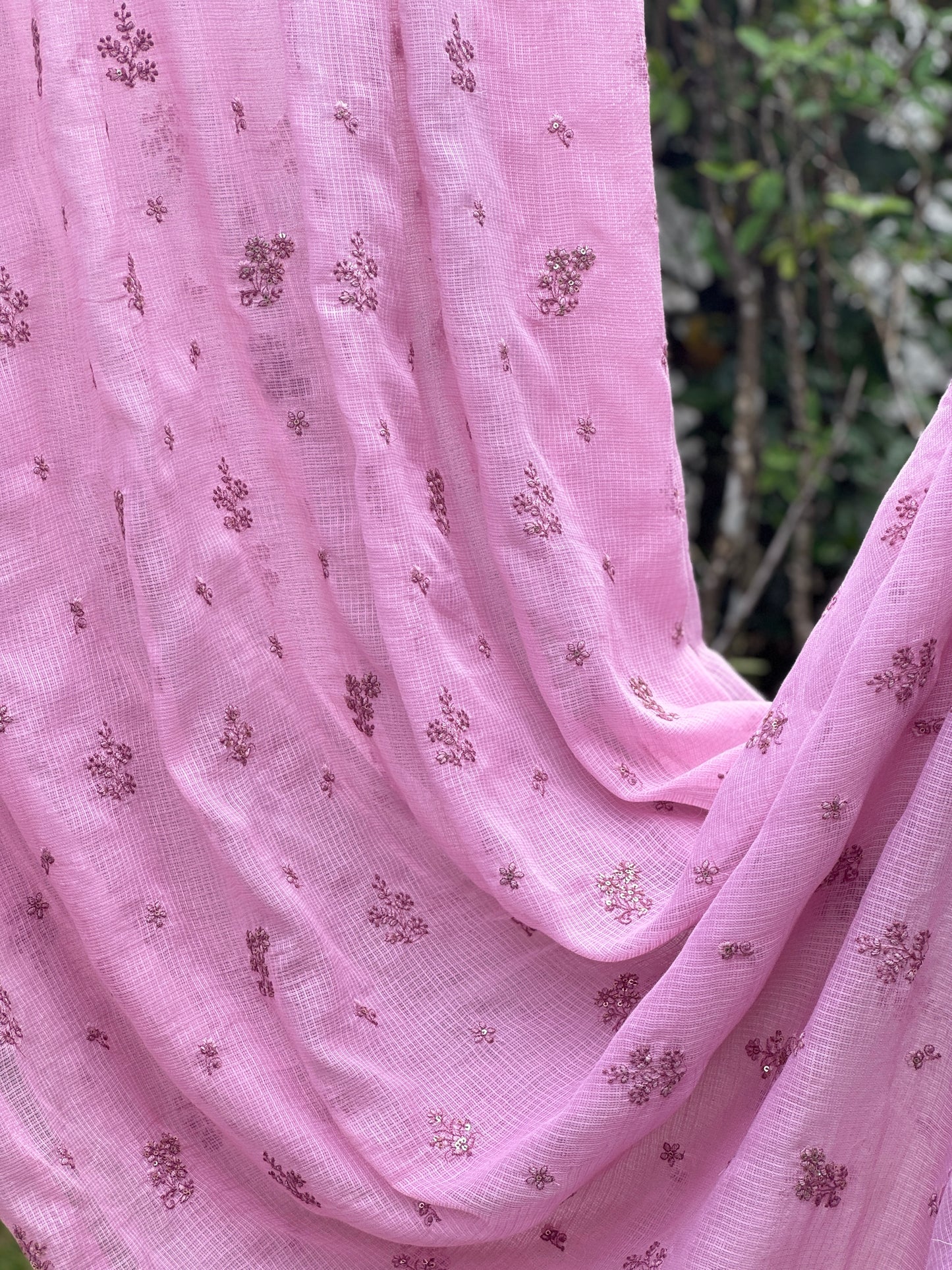 Embroidered Kota Fabric