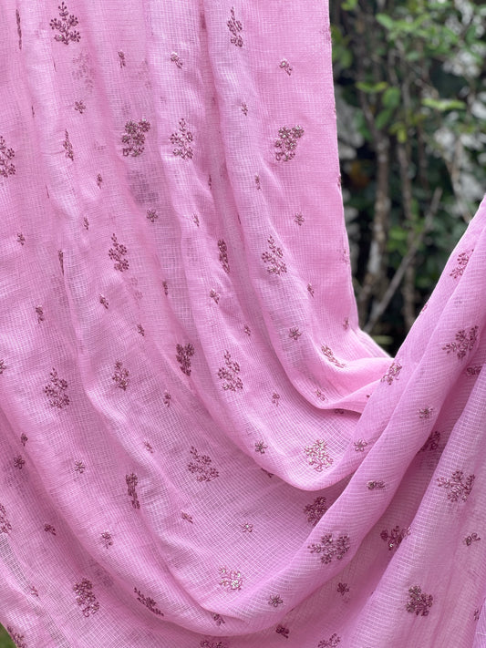 Embroidered Kota Fabric
