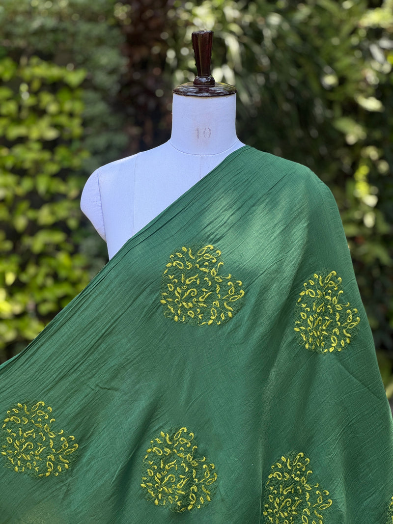 Embroidered 40 gm Banarasi Chanderi Fabric