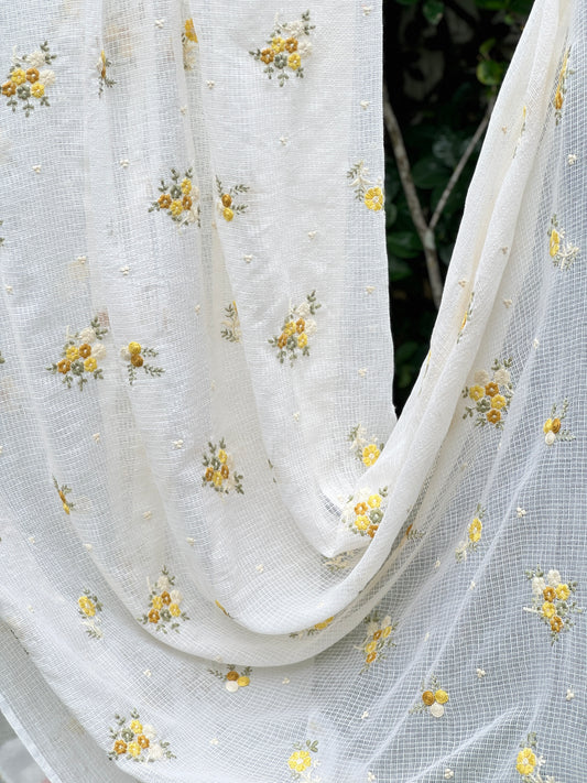 Embroidered Kota Fabric