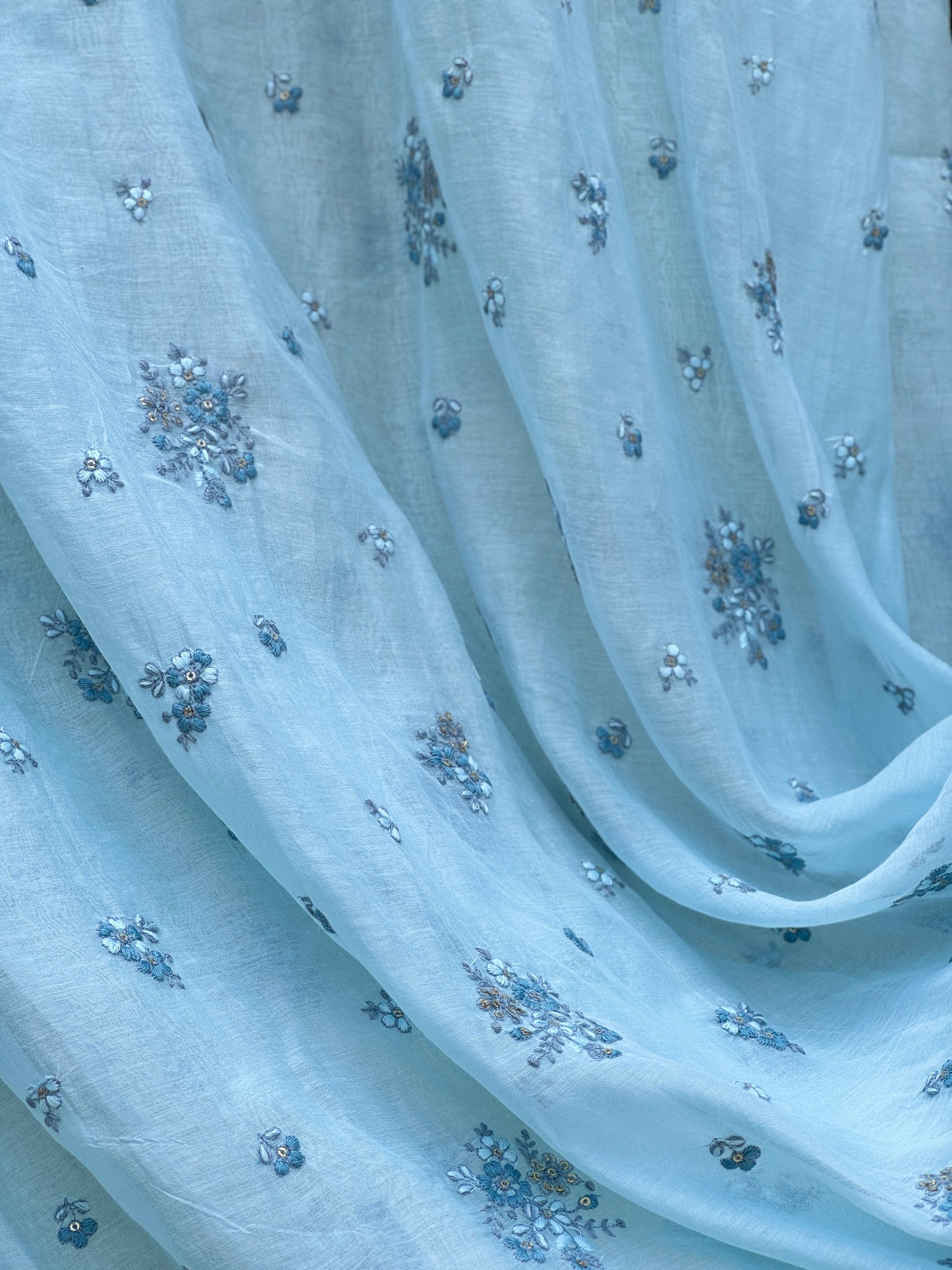 Embroidered 40 gm Banarasi Chanderi Fabric
