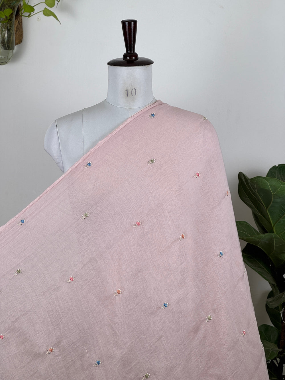 Pearl Embroidered 40gm Banarasi Chanderi Fabrics
