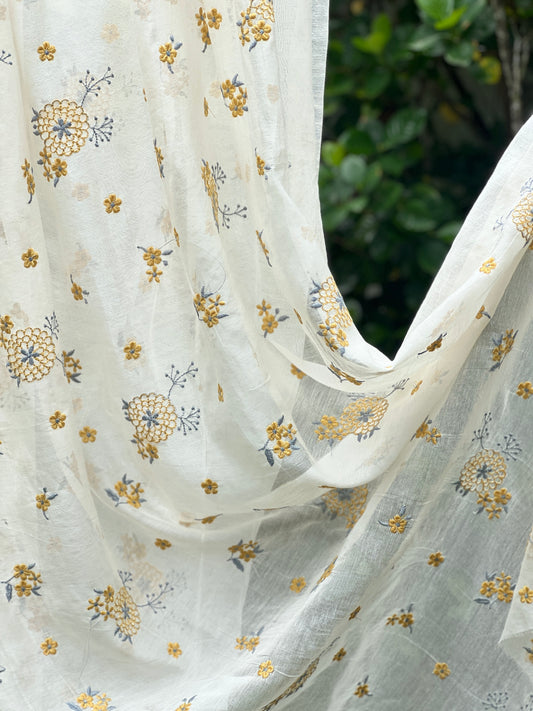 Embroidered 40 gm Banarasi Chanderi Fabric