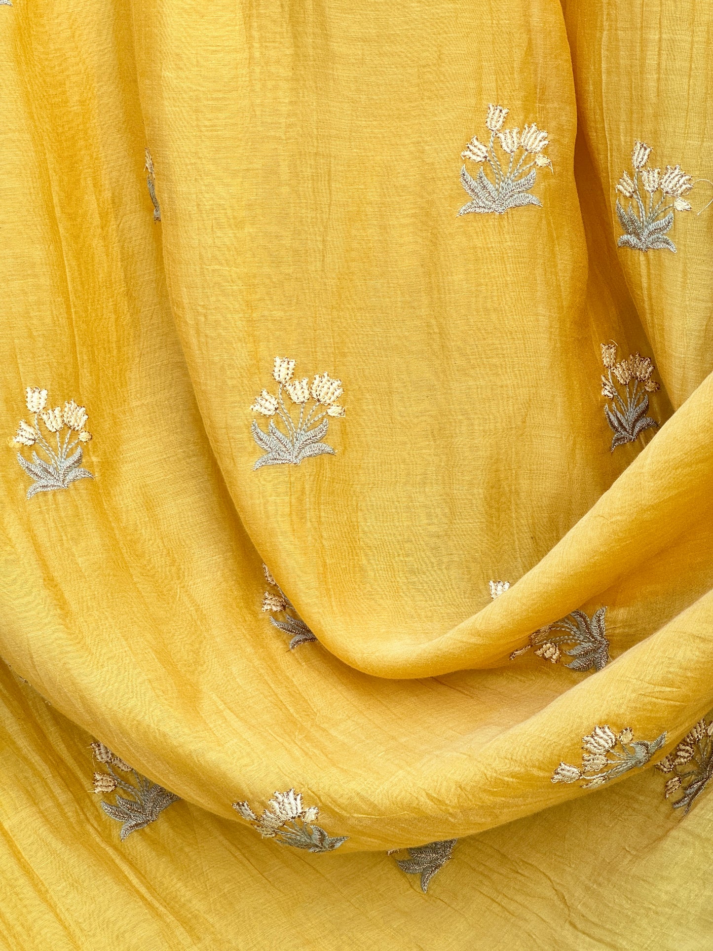 Embroidered 40 gm Banarasi Chanderi Fabric