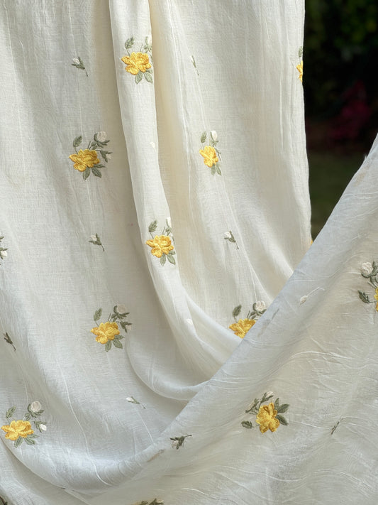 Embroidered 40 gm Banarasi Chanderi Fabric