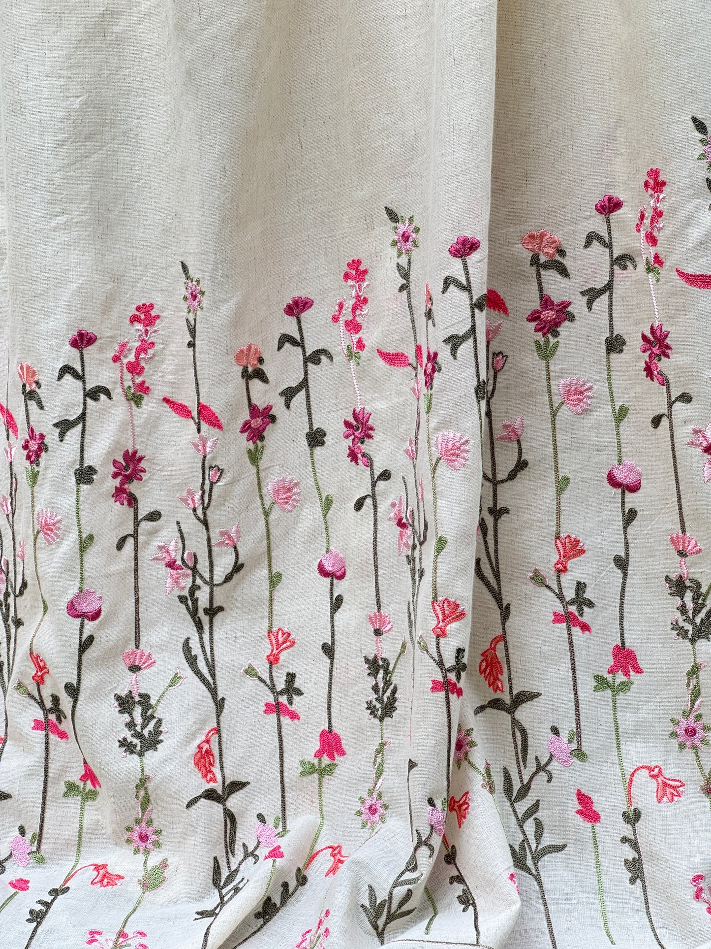 Embroidered Flax Cotton Fabric
