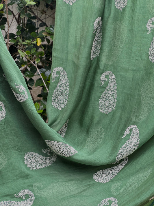Embroidered 40 gm Banarasi Chanderi Fabric