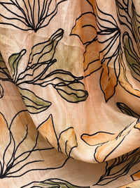 Hand Painted Embroidered 40 gm Banarasi Chanderi Fabric