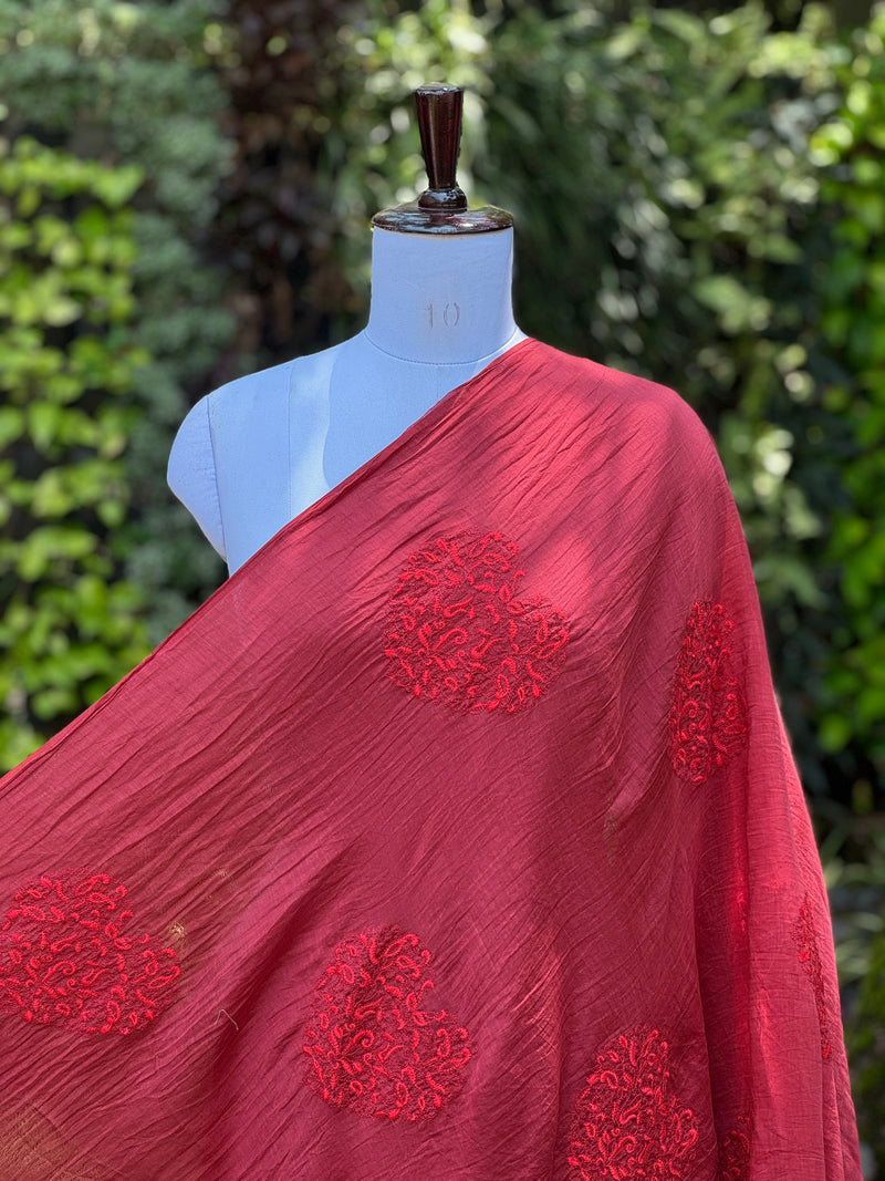 Embroidered 40 gm Banarasi Chanderi Fabric