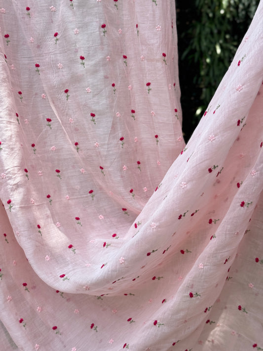 Embroidered 40 gm Banarasi Chanderi Fabric