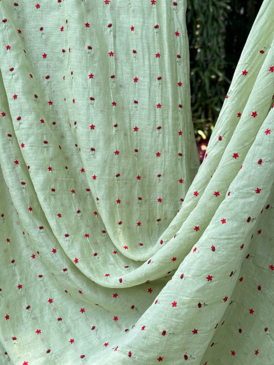 Embroidered 40 gm Banarasi Chanderi Fabric