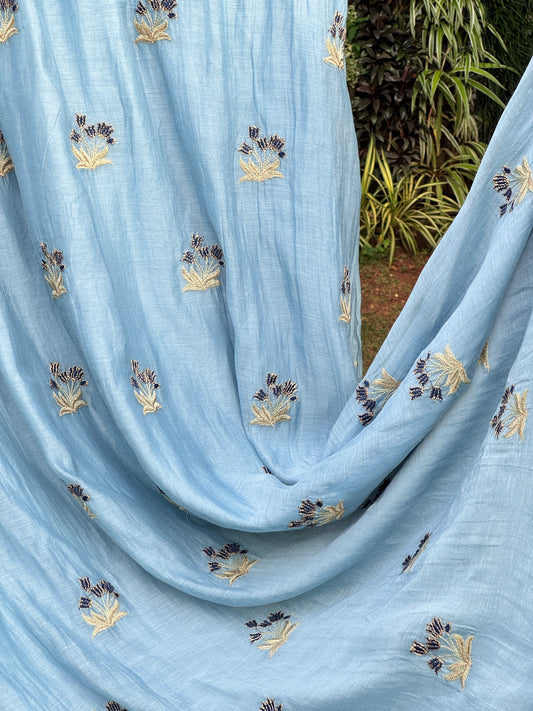 Embroidered 40 gm Banarasi Chanderi Fabric