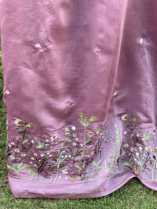 Border Embroidered 40gm Banarasi Chanderi Fabrics