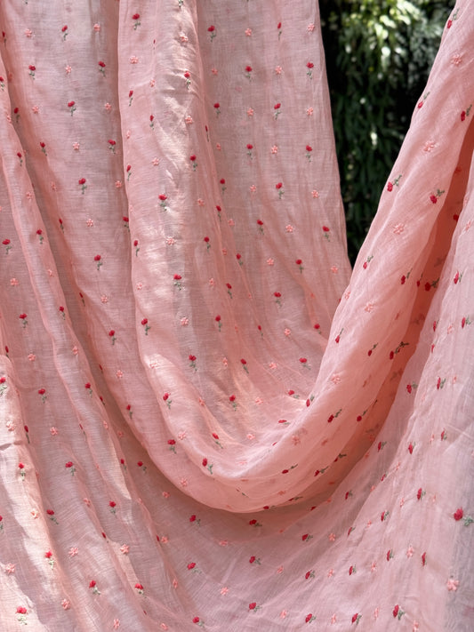 Embroidered 40 gm Banarasi Chanderi Fabric