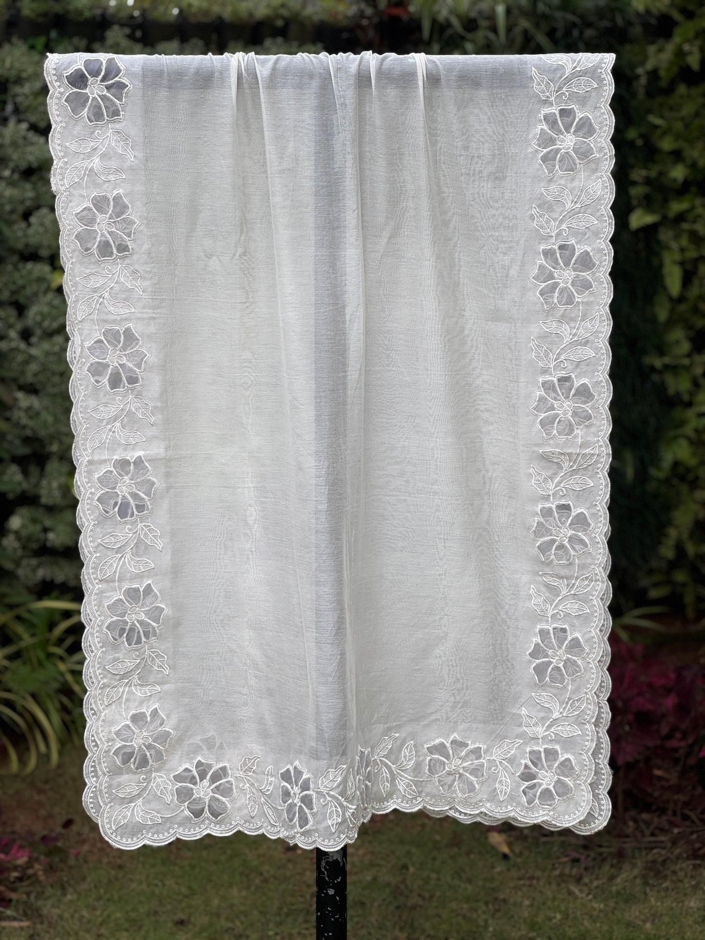 Applique  Embroidered Chanderi Dupatta